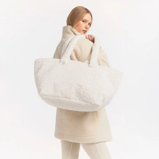 FAUX SHEARLING LARGE TOTE