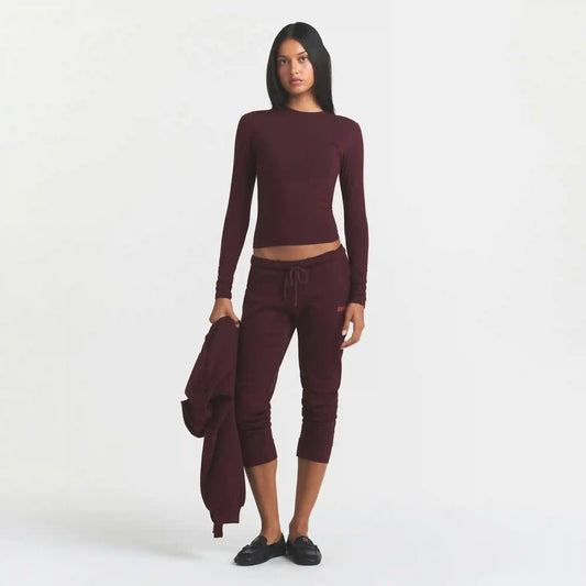 COTTON FLEECE LEGGING WITH EMBOSSED LOGO