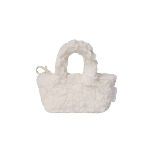 FAUX SHEARLING MICRO TOTE KEYCHAIN