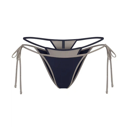 SIGNATURE SWIM LAYERED TIE SIDE BIKINI BOTTOM