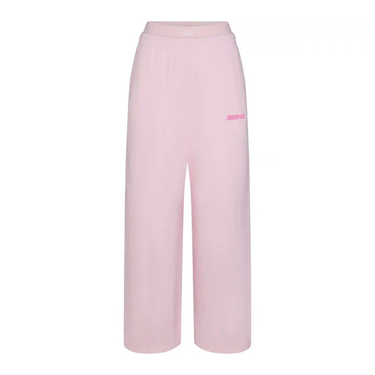 COTTON FLEECE DOUBLE WAISTBAND PANT WITH EMBOSSED LOGO