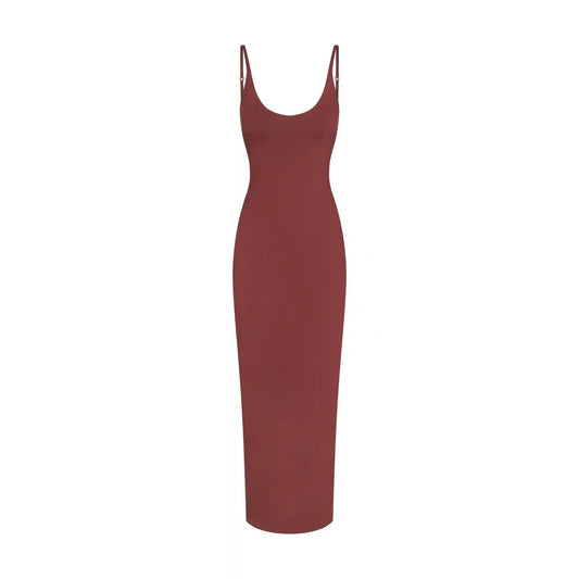 SMOOTH LAYERS SKIMPY SCOOP NECK LONG DRESS