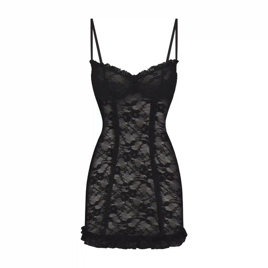 STRETCH LACE MINI DRESS