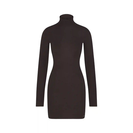 ESSENTIAL KNIT MOCK NECK MINI DRESS
