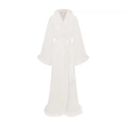BRIDAL SLEEP FEATHER TRIM LONG ROBE