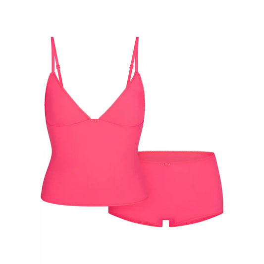 FITS EVERYBODY PICOT CAMI AND BOY SHORT SET