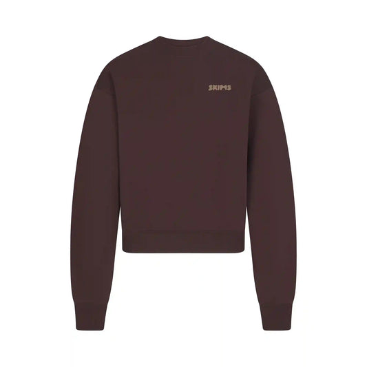 COTTON FLEECE CREWNECK WITH EMBOSSED LOGO