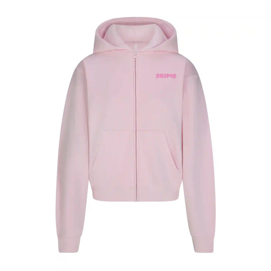 COTTON FLEECE ZIP UP HOODIE WITH EMBOSSED LOGO