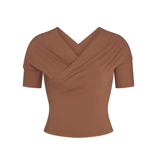 COTTON JERSEY WRAP TOP