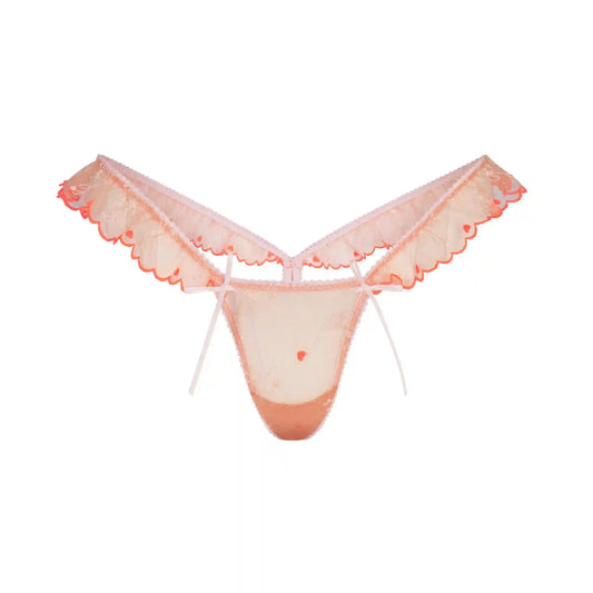 EMBROIDERED TULLE BUTTERFLY THONG