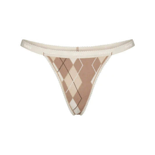 LIGHTWEIGHT COTTON LOGO PICOT THONG