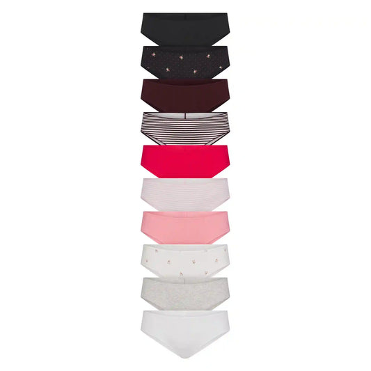 LIGHTWEIGHT COTTON RUCHED BACK HIPSTER 10-PACK