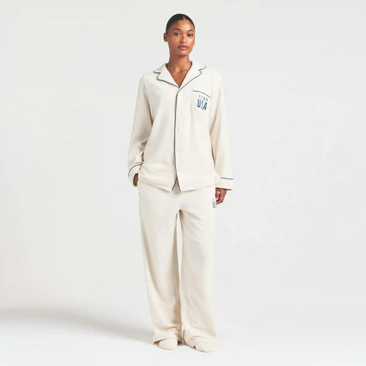 SKIMS FOR TEAM USA FLEECE UNISEX OLYMPIC OVERSIZED SLEEP TOP