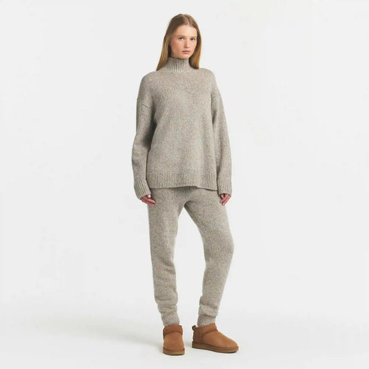 TWEED KNIT TEXTURED OVERSIZED TURTLENECK