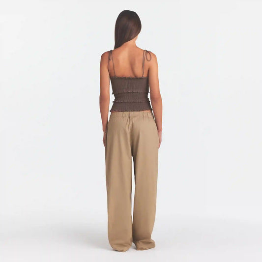 WOVEN COTTON OVERSIZED STRAIGHT LEG PANT