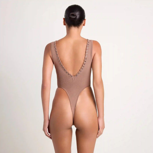 LUDOVIC DE SAINT SERNIN X SKIMS REFINED KNIT DEEP V BODYSUIT