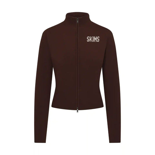 SWEATER KNIT LOGO ZIP UP MOCK NECK SWEATER