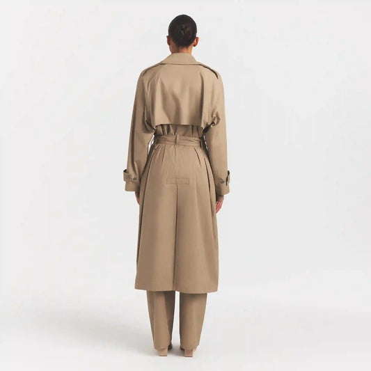 WOVEN COTTON OVERSIZED TRENCH COAT