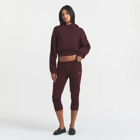 COTTON FLEECE CROPPED HOODIE WITH EMBOSSED LOGO