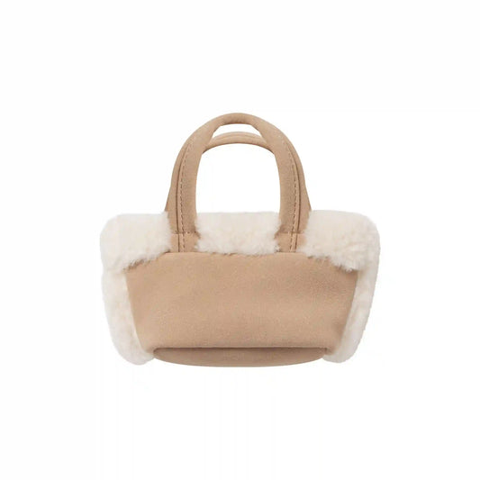 FAUX SHEARLING MICRO TOTE KEYCHAIN