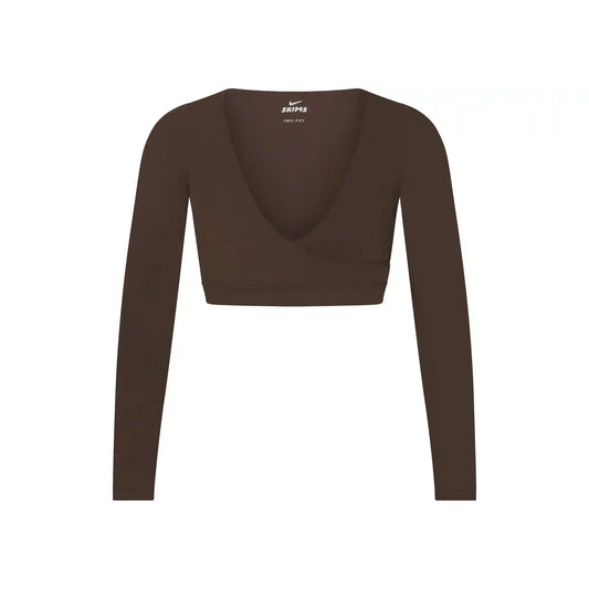 NikeSKIMS MATTE WRAP LONG SLEEVE CROPPED TOP