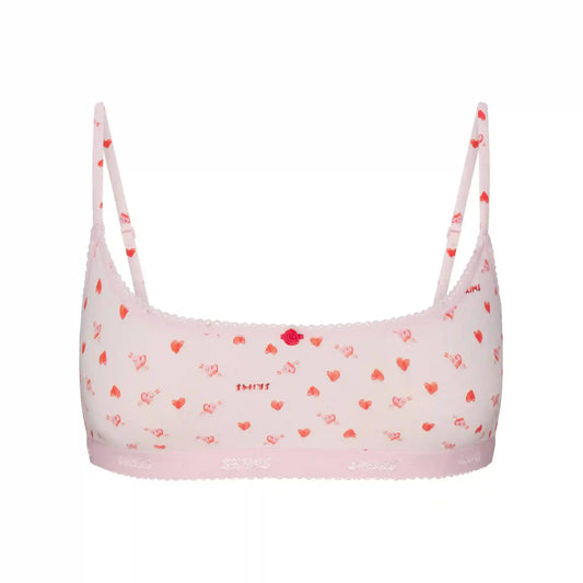 LIGHTWEIGHT COTTON LOGO PICOT SCOOP BRALETTE