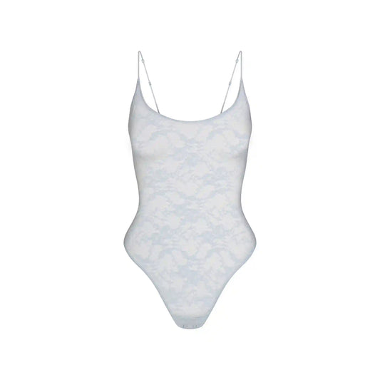 STRETCH LACE SCOOP NECK BODYSUIT