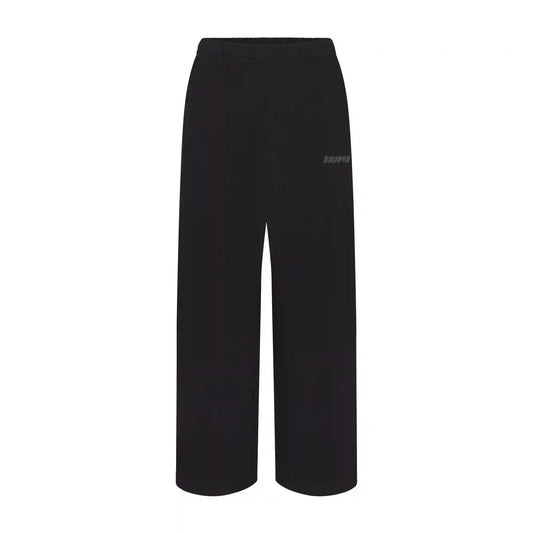 COTTON FLEECE STRAIGHT LEG PANT WITH EMBOSSED LOGO