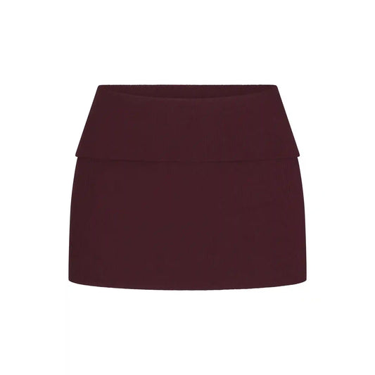 COTTON RIB FOLDOVER MINI SKIRT