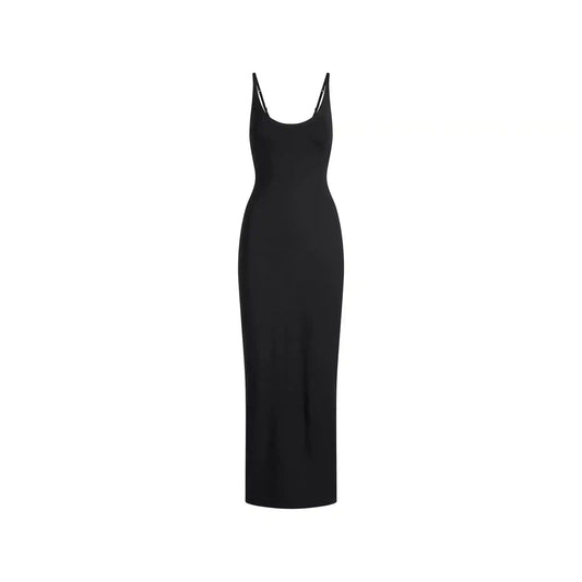 SMOOTH LAYERS SKIMPY SCOOP NECK LONG DRESS