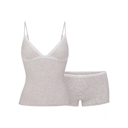 LIGHTWEIGHT COTTON POINTELLE LACE CAMI AND BOY SHORT SET