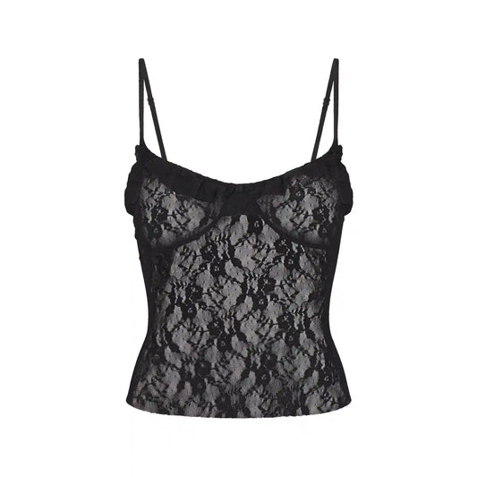 STRETCH LACE RUFFLE CAMI