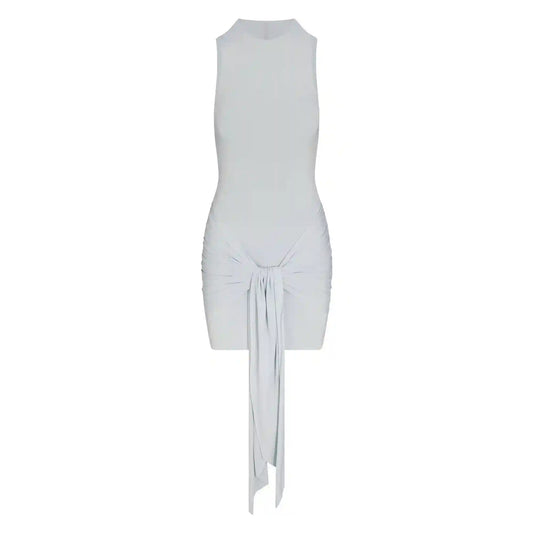 CUPRO JERSEY WRAP MINI DRESS