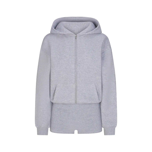 COTTON FLEECE ZIP UP ONESIE