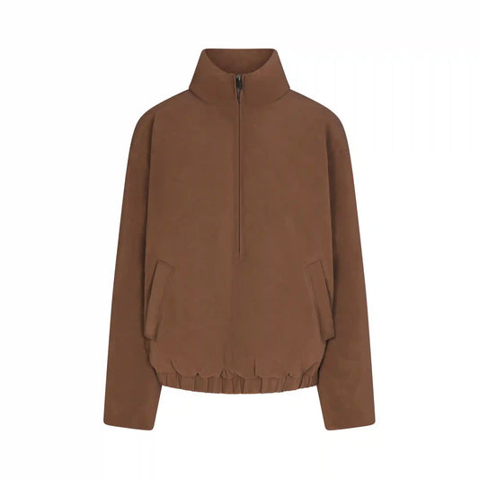 FAUX SUEDE HALF ZIP JACKET