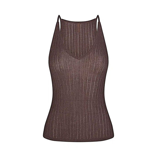SHEER KNIT PLUNGE TANK