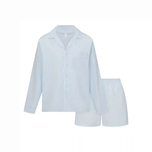 COTTON POPLIN SLEEP LONG SLEEVE AND BOXER SET