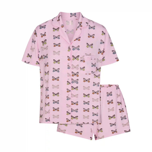 SKIMS SLEEP SHORT SLEEVE BUTTON UP SET