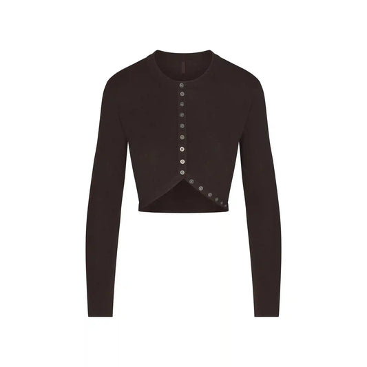 ESSENTIAL KNIT ROUNDED CROPPED CARDIGAN