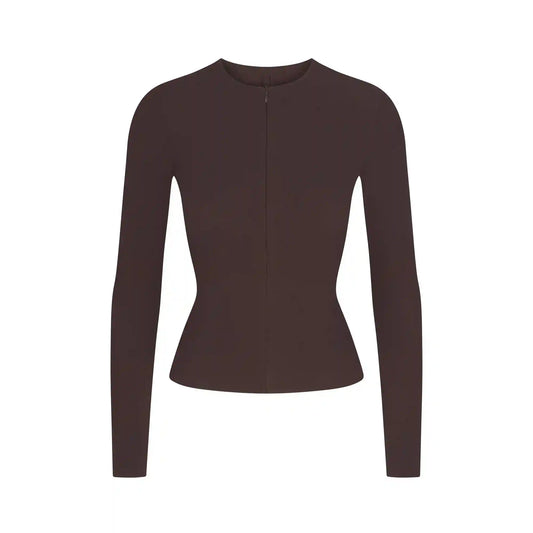 COTTON RIB ZIP UP TOP