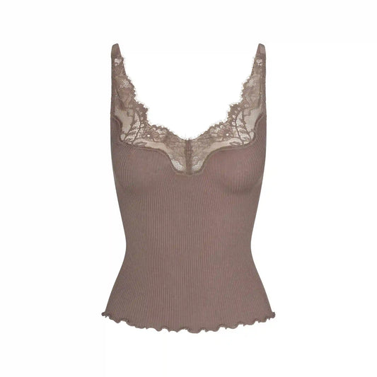 RIB KNIT LACE CAMI