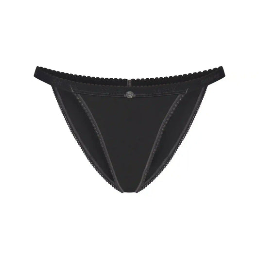 LIGHTWEIGHT COTTON LOGO PICOT STRING BIKINI
