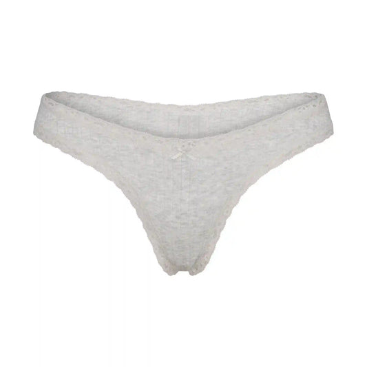 LIGHTWEIGHT COTTON POINTELLE LACE THONG