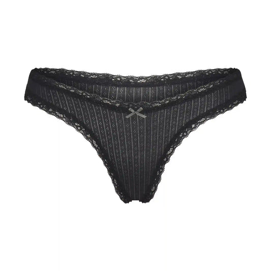LIGHTWEIGHT COTTON POINTELLE LACE THONG