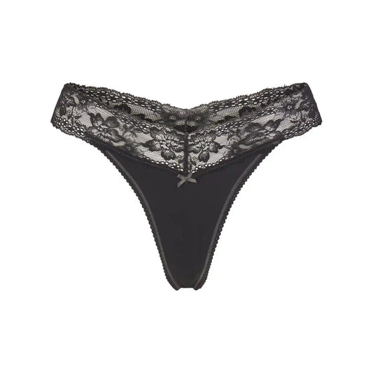 LIGHTWEIGHT COTTON WIDE LACE THONG