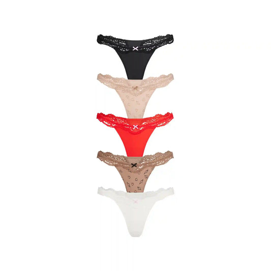 FITS EVERYBODY LACE STRING THONG 5-PACK