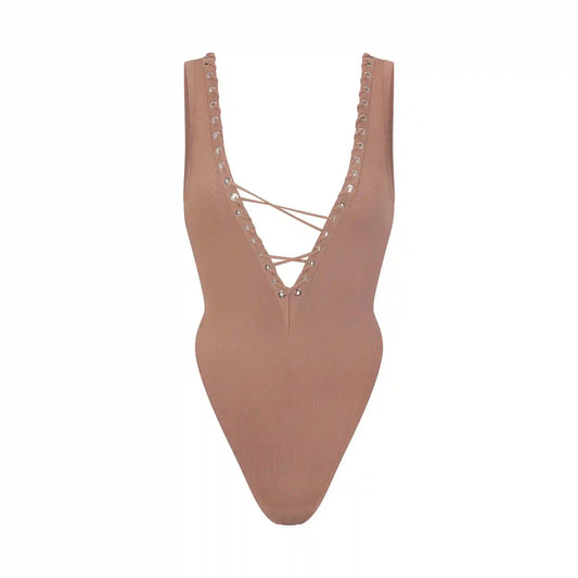 LUDOVIC DE SAINT SERNIN X SKIMS REFINED KNIT DEEP V BODYSUIT