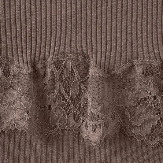 RIB KNIT LACE MINI SKIRT