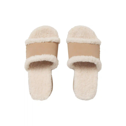 FAUX SHEARLING PLATFORM SLIDE
