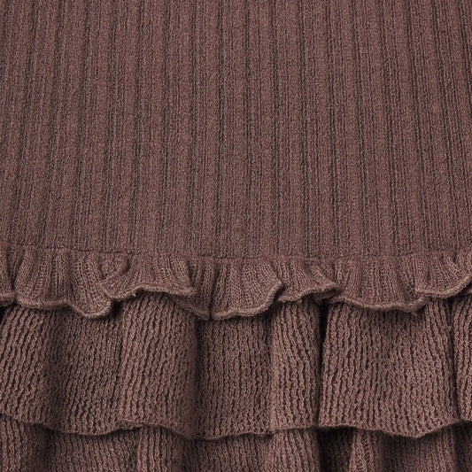 SHEER KNIT RUFFLE MINI SKIRT